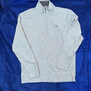 Vineyard Vines Mens Medium Pullover Gray Performance Quarter Zip Sweater Logo